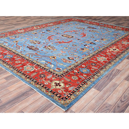 Heriz Wool Hand Knotted Rug Blue Red 9.0X11.6 -O085447