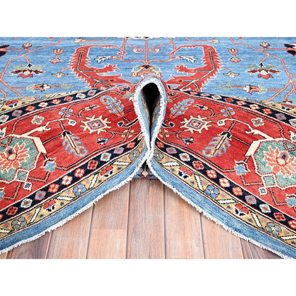 Heriz Wool Hand Knotted Rug Blue Red 9.0X11.6 -O085447