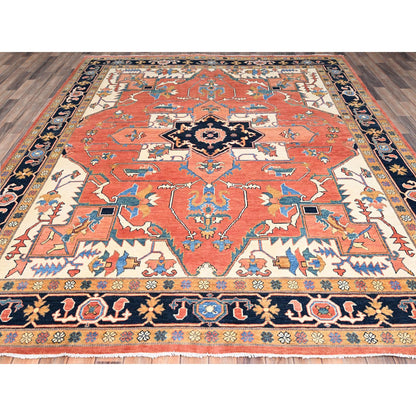 Heriz Wool Hand Knotted Rug Orange 8.2x9.10 -O085459