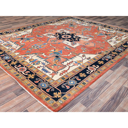 Heriz Wool Hand Knotted Rug Orange 8.2x9.10 -O085459