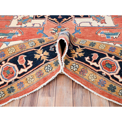 Heriz Wool Hand Knotted Rug Orange 8.2x9.10 -O085459