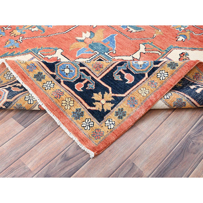 Heriz Wool Hand Knotted Rug Orange 8.2x9.10 -O085459