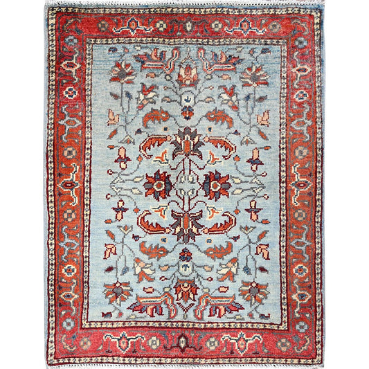 Heriz Wool Hand Knotted Rug Blue Red 2.2X2.9 -O085462