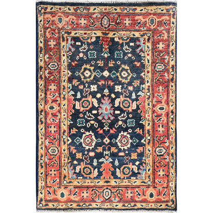 Heriz Wool Hand Knotted Rug Blue Red 2.0X2.10 -O085468