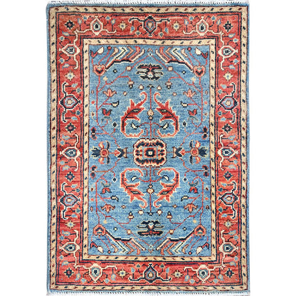 Heriz Wool Hand Knotted Rug Blue Red 2.0X2.10 -O085473