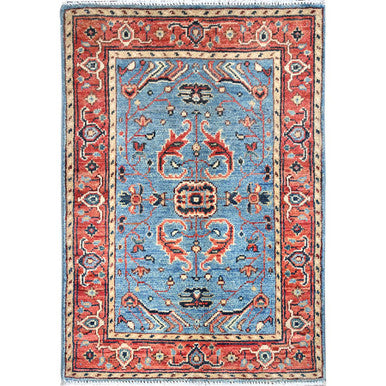 Heriz Wool Hand Knotted Rug Blue Red 2.0X2.10 -O085473