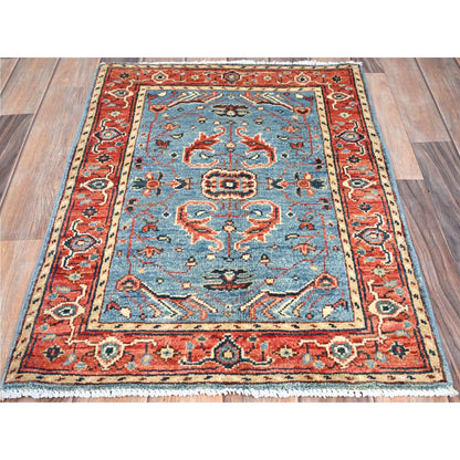 Heriz Wool Hand Knotted Rug Blue Red 2.0X2.10 -O085473
