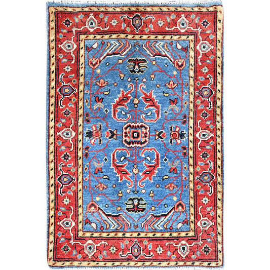 Heriz Wool Hand Knotted Rug Blue Red 2.0X2.10 -O085475