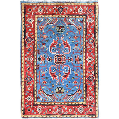 Heriz Wool Hand Knotted Rug Blue Red 2.0X2.10 -O085475