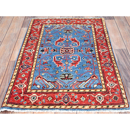 Heriz Wool Hand Knotted Rug Blue Red 2.0X2.10 -O085475