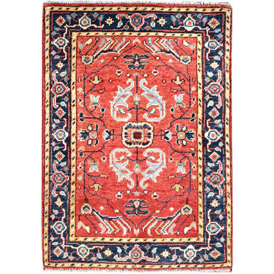 Heriz Wool Hand Knotted Rug Red Blue 2.0X3.0 -O085481