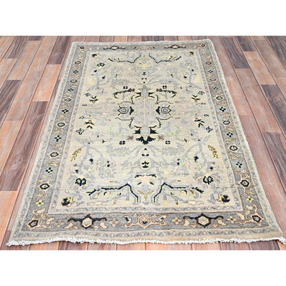 Heriz Wool Hand Knotted Rug Blue Gray 3.1X4.10 -O085509