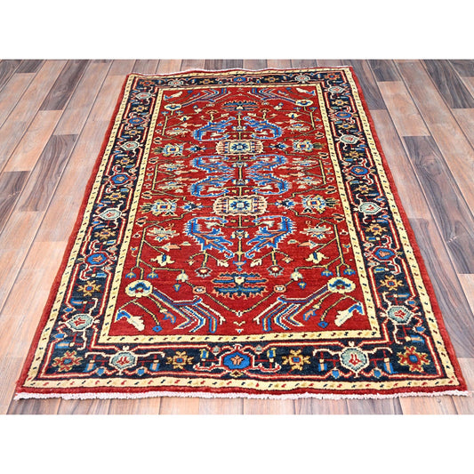 Heriz Wool Hand Knotted Rug Red Blue 2.10X4.7 -O085511