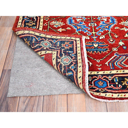 Heriz Wool Hand Knotted Rug Red Blue 2.10X4.7 -O085511