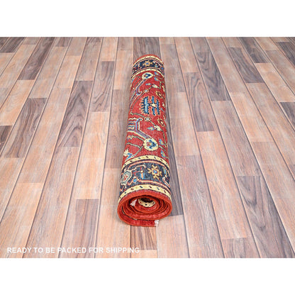 Heriz Wool Hand Knotted Rug Red Blue 2.10X4.7 -O085511