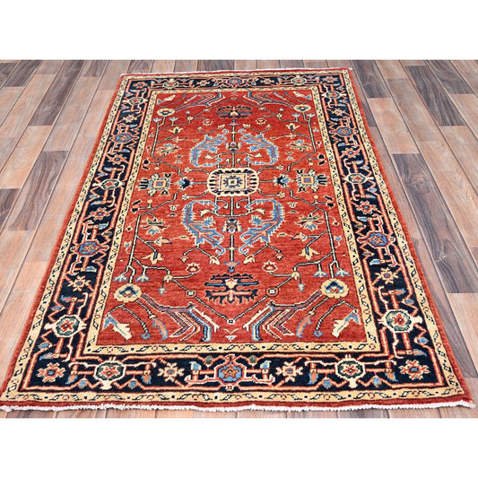 Heriz Wool Hand Knotted Rug Red Blue 3.0X5.0 -O085512
