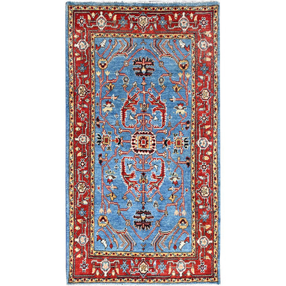 Heriz Wool Hand Knotted Rug Blue Red 2.8X5.0 -O085515