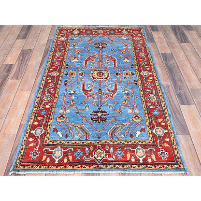 Heriz Wool Hand Knotted Rug Blue Red 2.8X5.0 -O085515