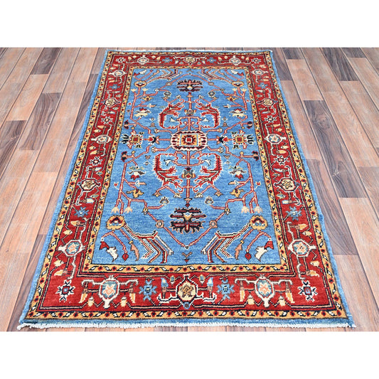 Heriz Wool Hand Knotted Rug Blue Red 2.8X5.0 -O085515