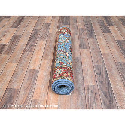 Heriz Wool Hand Knotted Rug Blue Red 2.8X5.0 -O085515