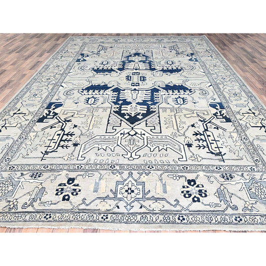 Heriz Wool Hand Knotted Rug Grey Gray 10.0X14.2 -O085522