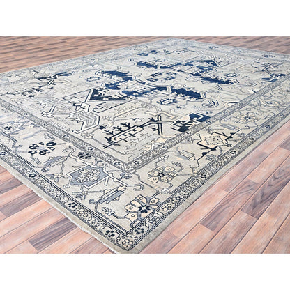 Heriz Wool Hand Knotted Rug Grey Gray 10.0X14.2 -O085522