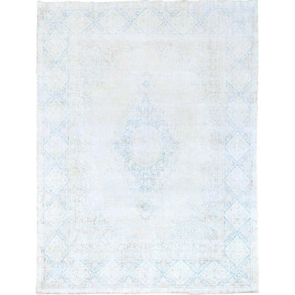 Vintage Wool Hand Knotted Rug Ivory 9.4X12.3  -O085525