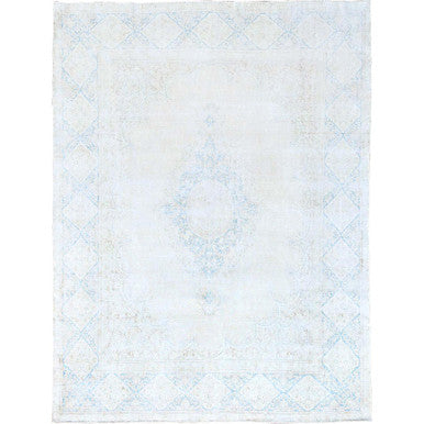 Vintage Wool Hand Knotted Rug Ivory 9.4X12.3  -O085525