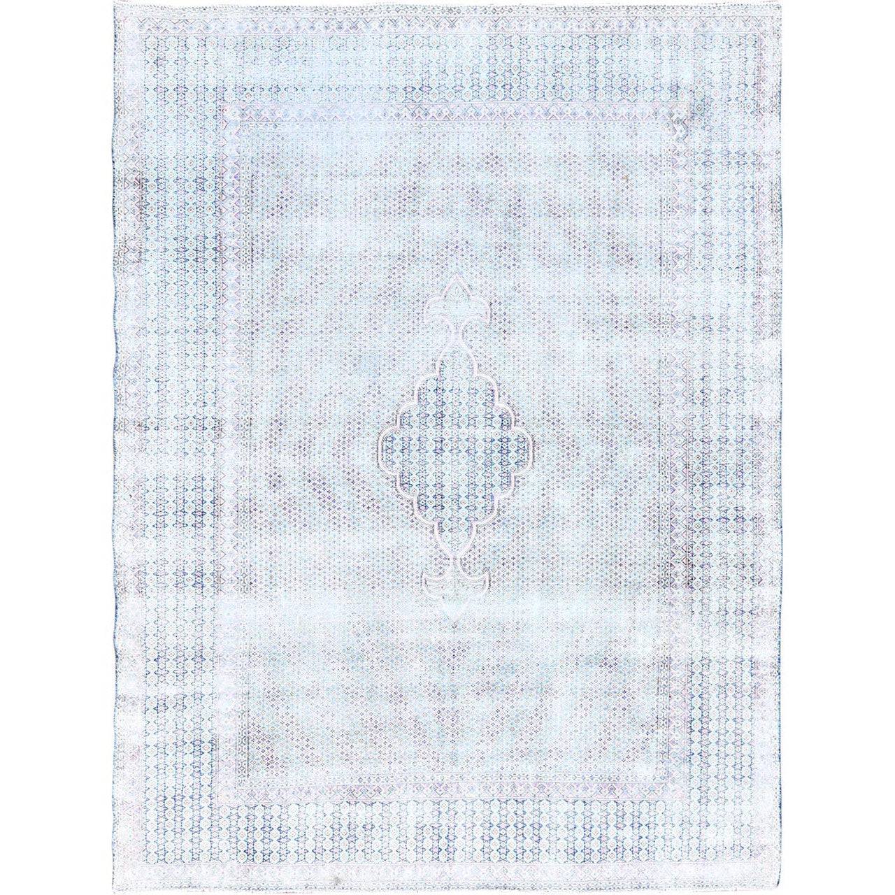 Blue 7'9" x 10'1" Overdyed & Vintage Hand knotted Wool Rug - Sku: O085531
