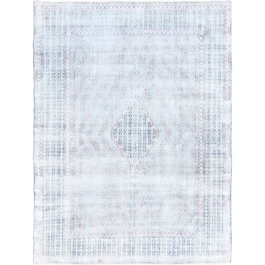 Overdyed & Vintage Wool Hand Knotted Rug Blue Blue 7.9X10.1 -O085531