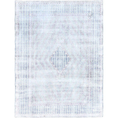 Overdyed & Vintage Wool Hand Knotted Rug Blue Blue 7.9X10.1 -O085531
