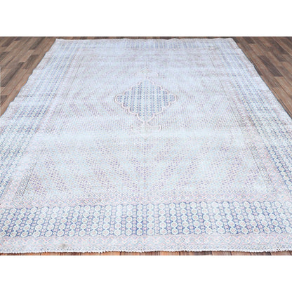 Overdyed & Vintage Wool Hand Knotted Rug Blue Blue 7.9X10.1 -O085531