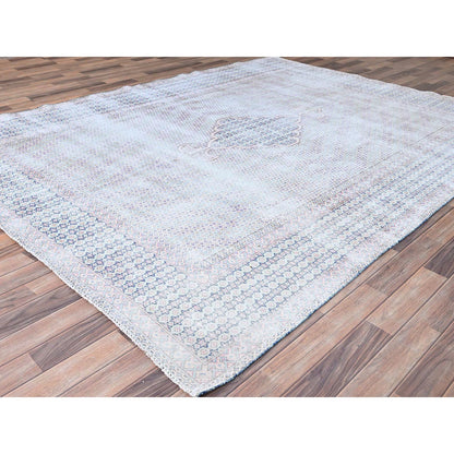 Overdyed & Vintage Wool Hand Knotted Rug Blue Blue 7.9X10.1 -O085531