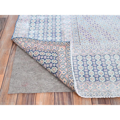 Overdyed & Vintage Wool Hand Knotted Rug Blue Blue 7.9X10.1 -O085531