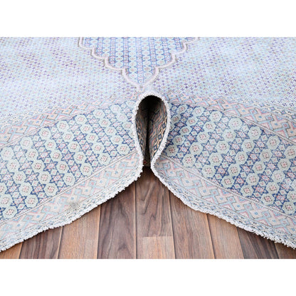 Overdyed & Vintage Wool Hand Knotted Rug Blue Blue 7.9X10.1 -O085531