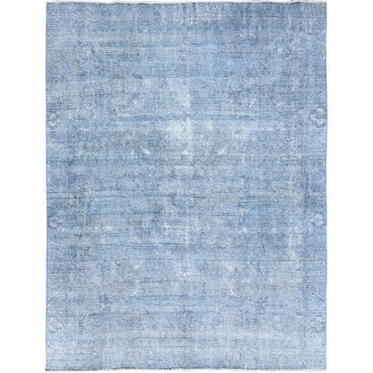 Overdyed & Vintage Wool Hand Knotted Rug Blue No Border 9.0X11.8 -O085539