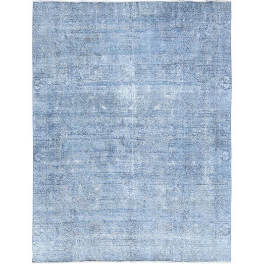 Overdyed & Vintage Wool Hand Knotted Rug Blue No Border 9.0X11.8 -O085539