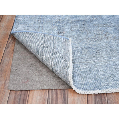 Overdyed & Vintage Wool Hand Knotted Rug Blue No Border 9.0X11.8 -O085539