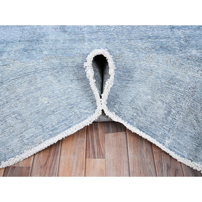 Overdyed & Vintage Wool Hand Knotted Rug Blue No Border 9.0X11.8 -O085539