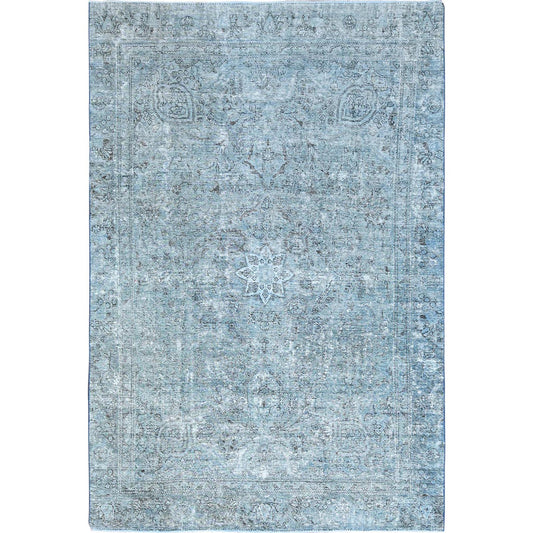 Overdyed & Vintage Wool Hand Knotted Rug Blue Blue 7.1X10.7 -O085540