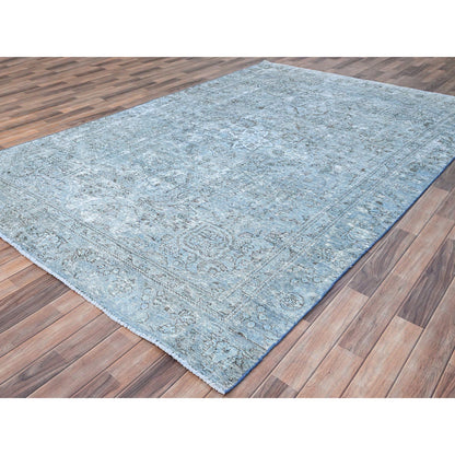 Overdyed & Vintage Wool Hand Knotted Rug Blue Blue 7.1X10.7 -O085540