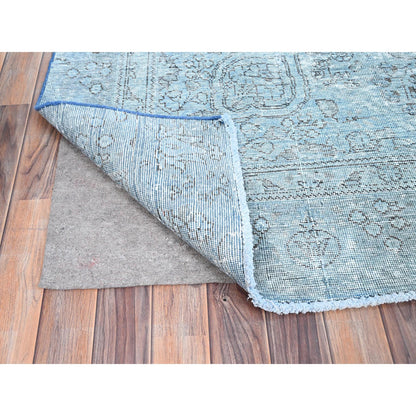 Overdyed & Vintage Wool Hand Knotted Rug Blue Blue 7.1X10.7 -O085540