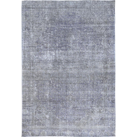 Overdyed & Vintage Wool Hand Knotted Rug Purple No Border 7.1X10.4 -O085541