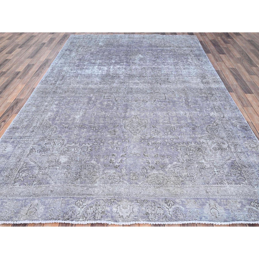 Overdyed & Vintage Wool Hand Knotted Rug Purple No Border 7.1X10.4 -O085541