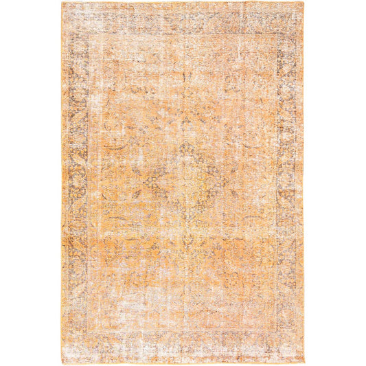 Overdyed & Vintage Wool Hand Knotted Rug Orange Bole Brown 6.5X10.0 -O085542