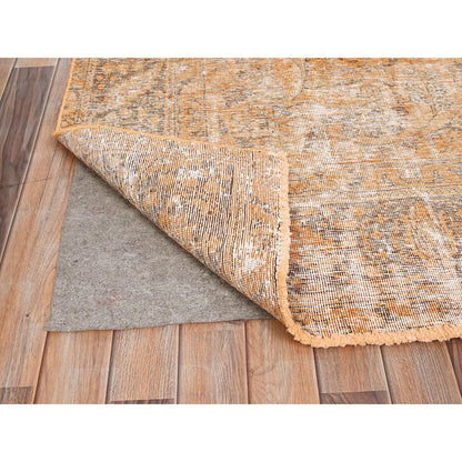 Overdyed & Vintage Wool Hand Knotted Rug Orange Bole Brown 6.5X10.0 -O085542