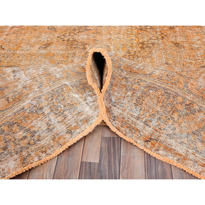 Overdyed & Vintage Wool Hand Knotted Rug Orange Bole Brown 6.5X10.0 -O085542