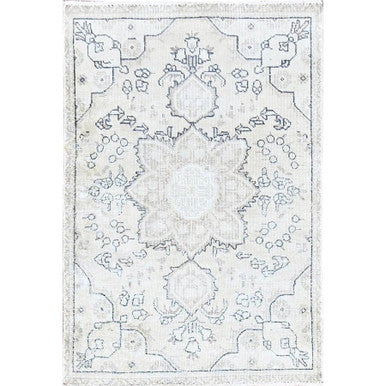 Overdyed & Vintage Wool Hand Knotted Rug Ivory Gray 3.0X4.4 -O085553