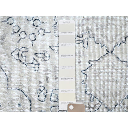Overdyed & Vintage Wool Hand Knotted Rug Ivory Gray 3.0X4.4 -O085553
