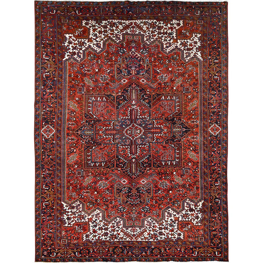 Heriz Worn Wool Hand Knotted Rug Red Brown 9.10X13.0 -O085569